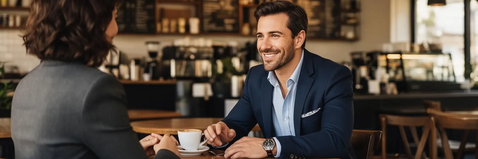 Professional man on a coffee date in smart-casual attire