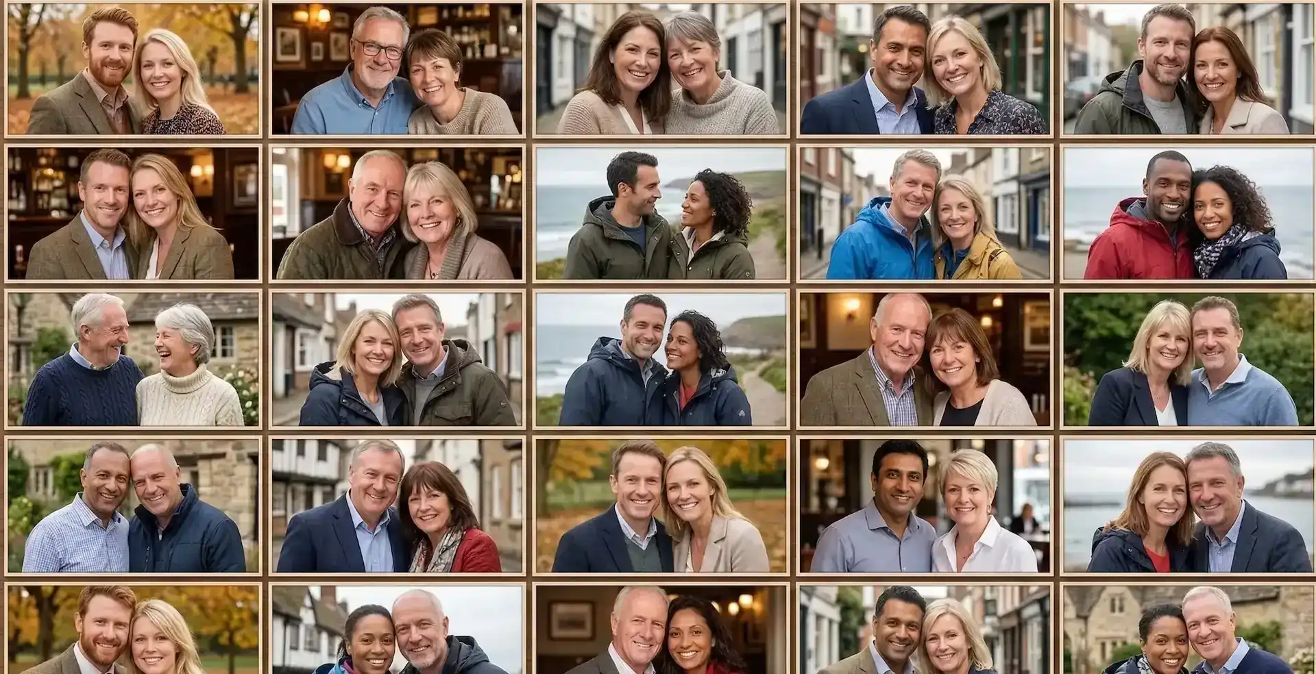 Mosaic grid of diverse verified Smooch members from across the UK