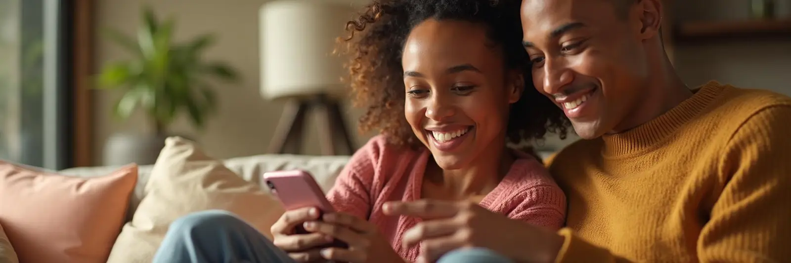 Two people talking seriously on a sofa