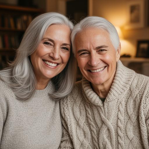 Mature couple smiling together at home